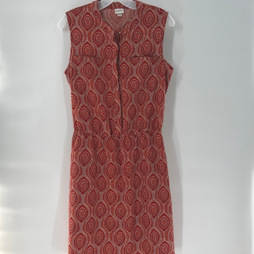 MERONA Sleeveless Geometric Medallion Print Elastic Waist Shirt Dress Red Medium